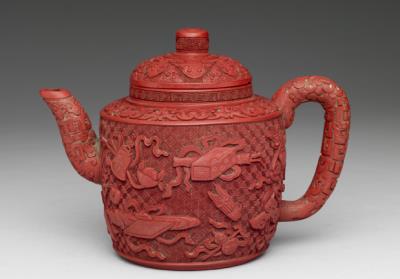 图片[2]-Purple-granule teapot with assorted treasures decoration in craved lacquer, Qing dynasty, Qianlong reign (1736-1795)-China Archive